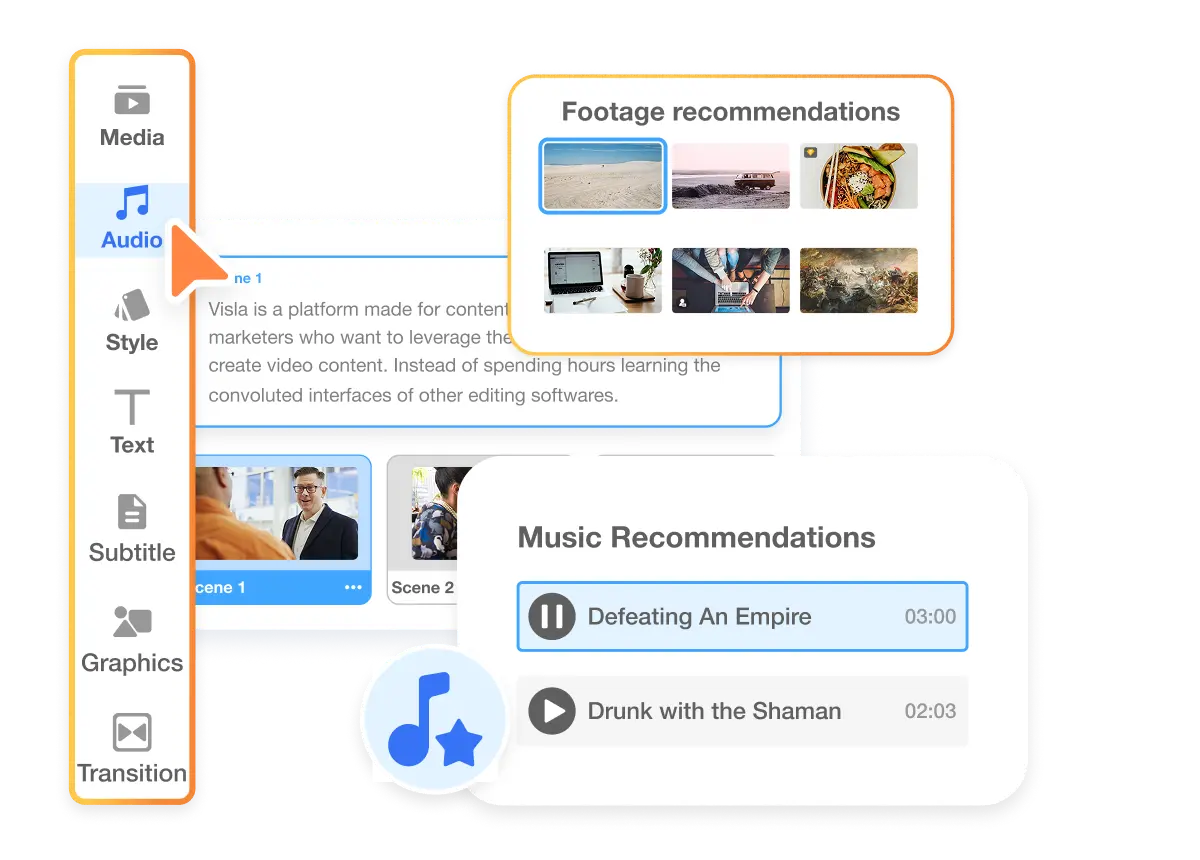 Watch your script turn into a polished video in Visla Text to Video with AI-powered visuals and voiceover.